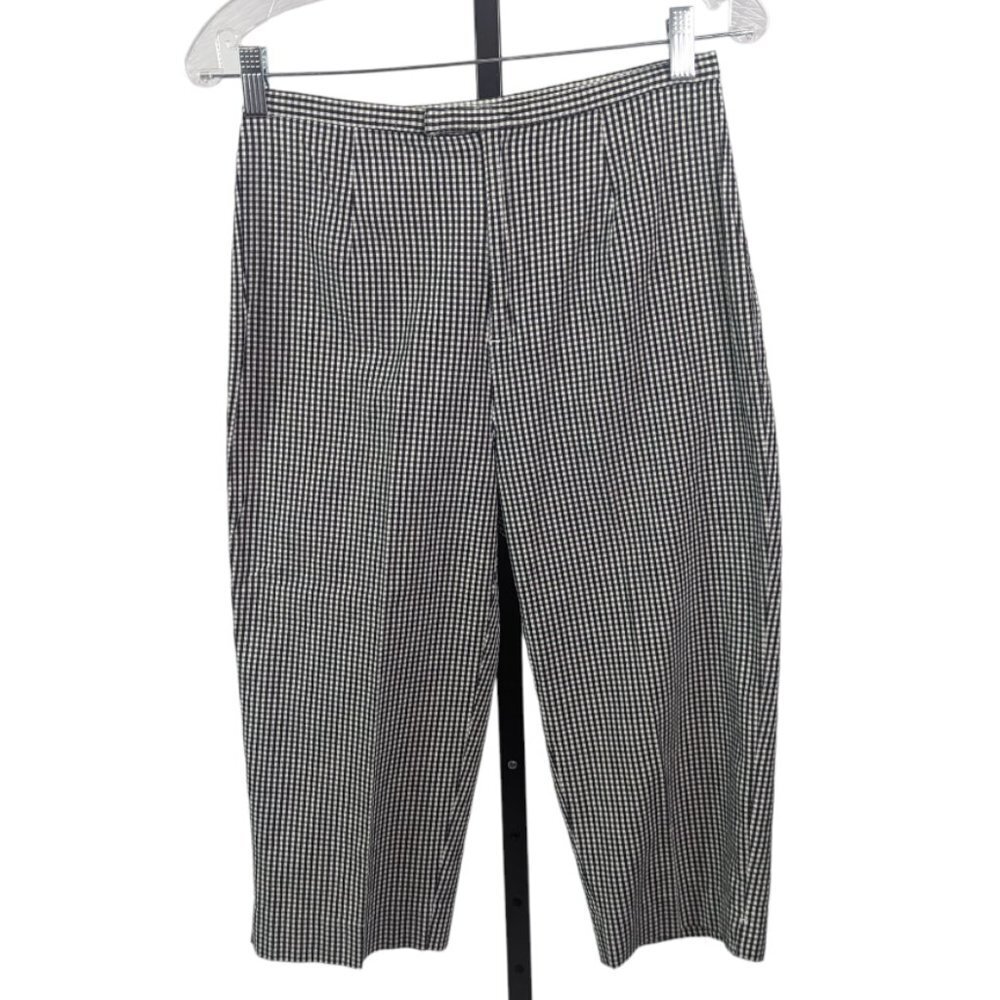 KIM ROGERS Cotton Stretch Gingham Lightweight Capris Black White Size 6